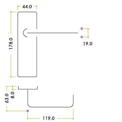 Alternative view of Return to Door Lever on Lock Backplate