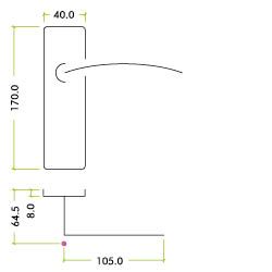 Alternative view of Toledo lever on latch backplate