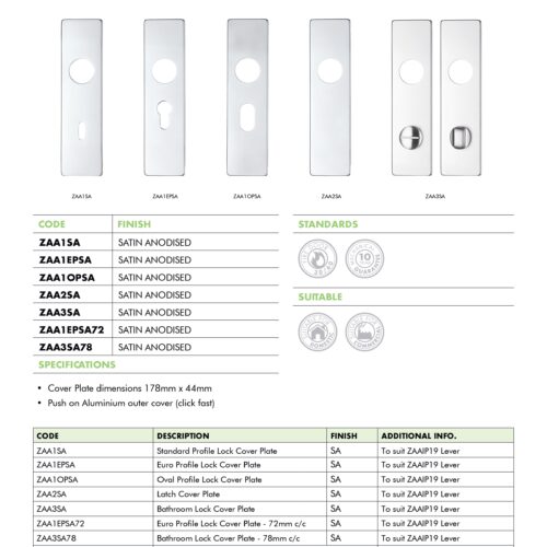 Alternative view of Spare Push On Latch Backplate for Aluminium Long Backplate