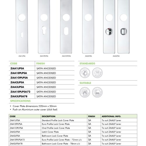 Alternative view of 78mm Centres Spare Push On Bathroom Backplate Aluminium with Turn and Release