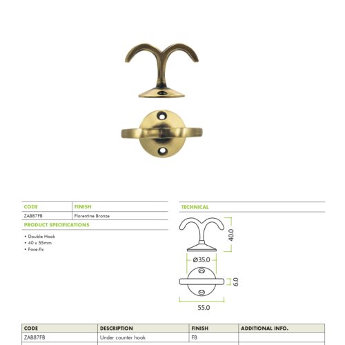 Alternative view of Under-Counter Mounted Hook