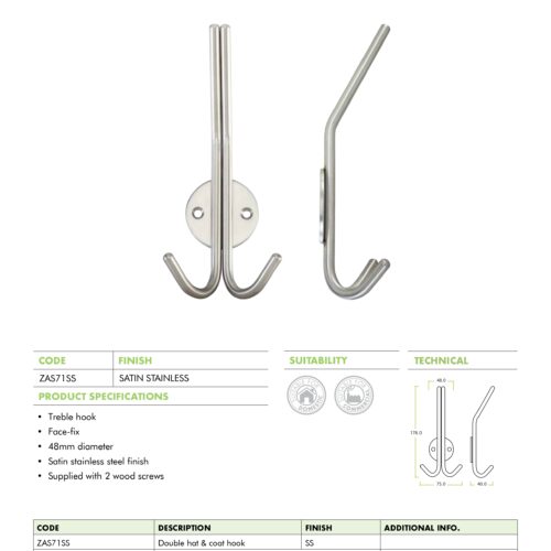 Alternative view of Hat and Coat Double Hook