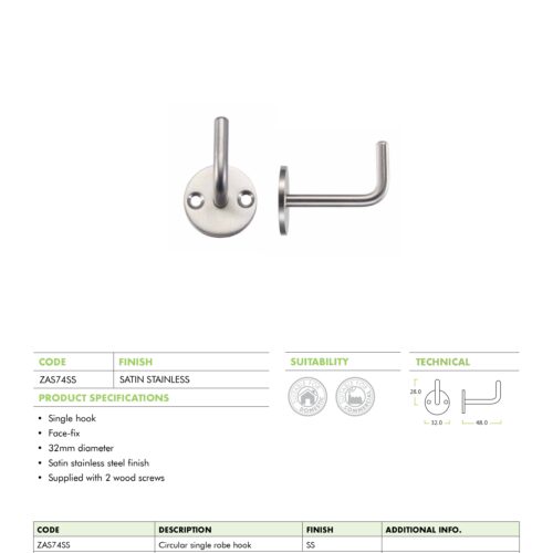 Alternative view of Circular Single Robe Hook