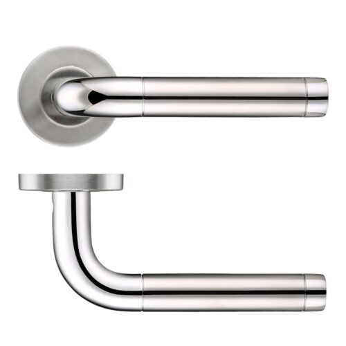 radius lever handle with a dual finish