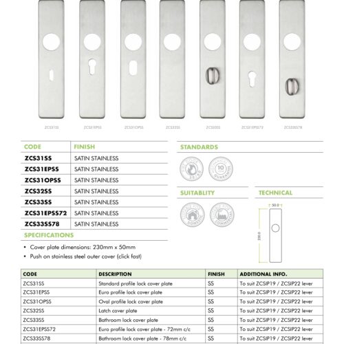 Alternative view of Cover Plate for 19mm and 22mm RTD Lever on Backplate Oval Profile 48.5mm