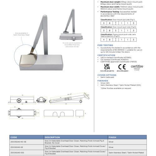 Alternative view of Size 2-4 Door Closer Adjustable Heavy Duty for Internal and External Doors