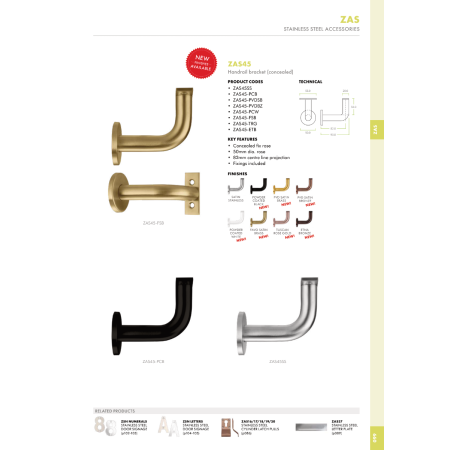 Alternative view of Handrail Bracket (Concealed) SSS – 3"