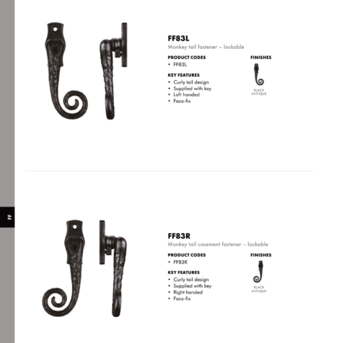 Alternative view of Monkey Tail Fastener Lockable Right Hand Window Catch with Key Durable Traditional Fitting