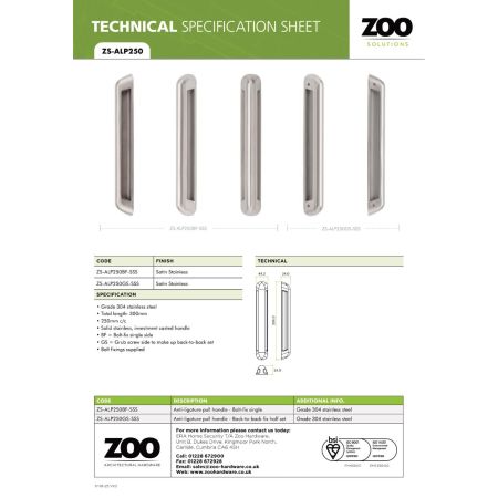 Alternative view of Anti Ligature Pull Handle Grade 304 Stainless Steel Heavy Duty Safety Door Handle Fixings Included