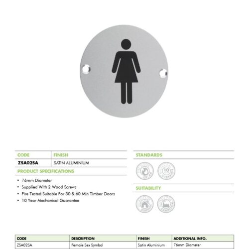 Alternative view of Male and Female Sex Symbol Door Sign Durable Unisex Restroom Indicator