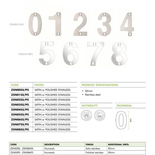 Alternative view of Numeral 2 50mm Door Number Plaque Durable Clear Identification Marker