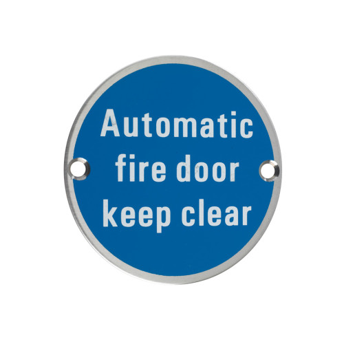 76mm automatic fire door keep clear sign