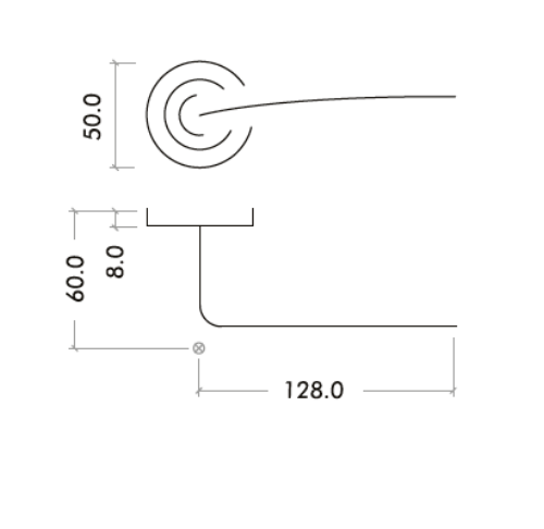Alternative view of Aries Lever on Round Rose 50 x 8mm Round Sprung Rose Stainless Steel Door Handle Fixings Included