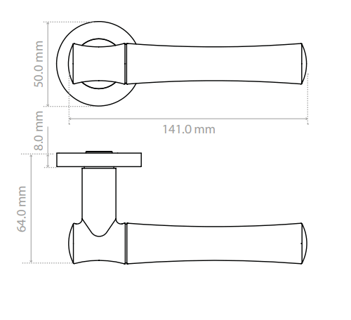 Alternative view of Aldo Lever on Rose 50 x 8mm Round Sprung Rose Stainless Steel Door Handle Fixings Included