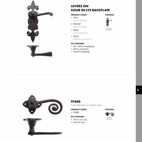 Alternative view of Curly Tail Lever on 2 Inch Square Rose Stainless Steel Decorative Door Handle