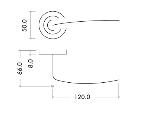 Alternative view of Cygnus Lever on Round Rose Stainless Steel Modern Door Handle Fixings Included