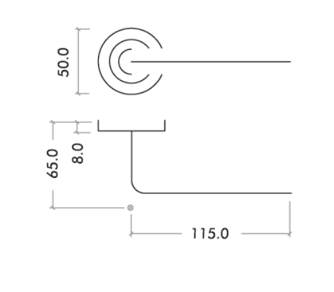 Alternative view of Corvus Lever on Round Rose 50 x 8mm Round Sprung Rose Stainless Steel Door Handle Fixings Included