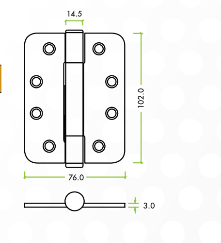 Alternative view of Grade 14 Concealed Knuckle Hinge SS201 Stainless Steel Radius Heavy Duty Door Fitting