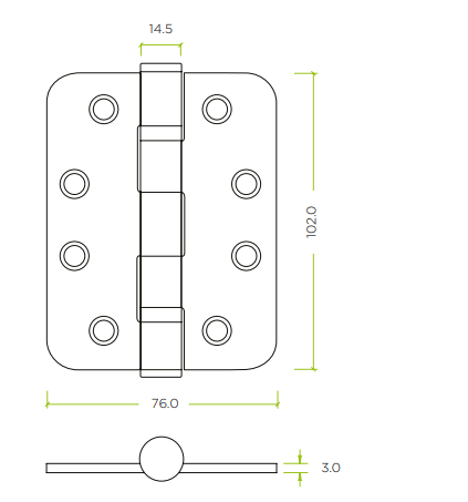 Alternative view of Grade 13 Ball Bearing Hinge Stainless Steel 201 Radius CF849 Heavy Duty Door Hardware