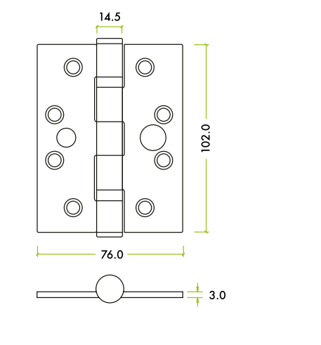 Alternative view of Stainless Steel Dog Bolt Door Hinge Radius 4 Inch x 3 Inch x 3mm Heavy Duty Security Door Hardware