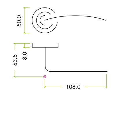 Alternative view of Verona Lever Handle on 50mm x 8mm Round Sprung Rose Elegant Modern Internal Door Handle Design
