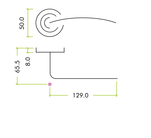 Alternative view of Saturn Lever Handle on 50mm x 8mm Round Sprung Rose Contemporary Door Handle Design