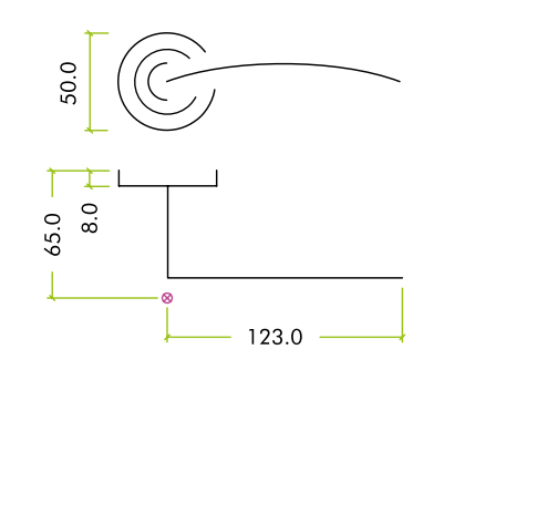Alternative view of Olympus Lever on 50mm x 8mm Round Sprung Rose Modern Stainless Steel Door Handle