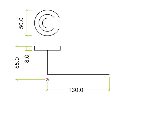 Alternative view of Luna Lever on 50mm x 8mm Round Sprung Rose Stainless Steel Modern Door Handle Fixings Included
