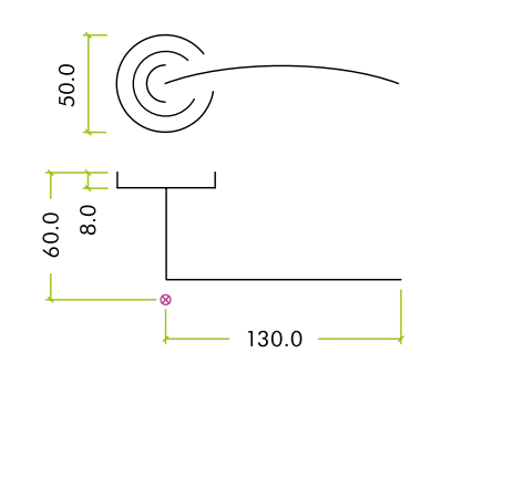 Alternative view of Vesta Lever Handle on 50mm x 8mm Round Sprung Rose Contemporary Sleek Internal Door Handle Design