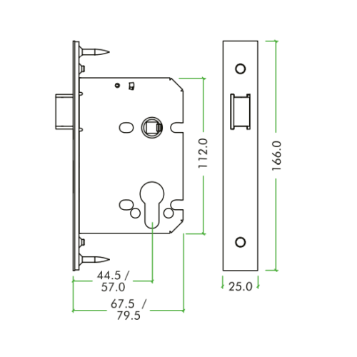 Alternative view of Upright Latch 76mm Complete with PVD Forend and Strike Durable Door Lock Fitting