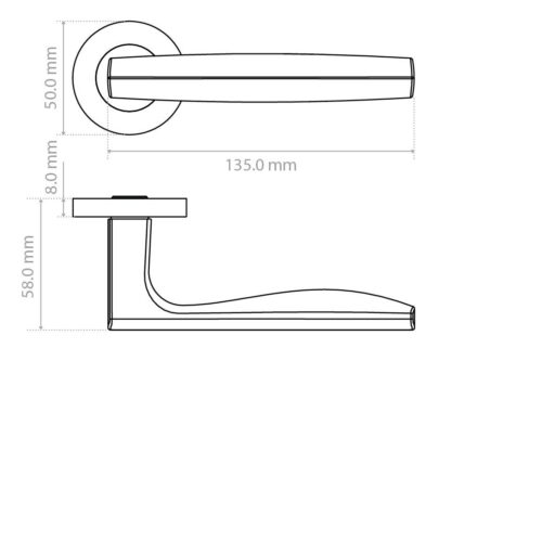 Alternative view of Appenine Lever on Round Rose 50 x 8mm Round Sprung Rose Stainless Steel Door Handle Fixings Included