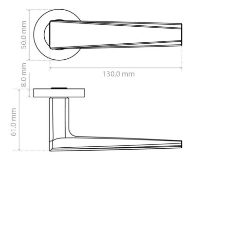 Alternative view of Veloce Lever Handle on 50mm x 8mm Round Sprung Rose Contemporary Sleek Internal Door Handle Design