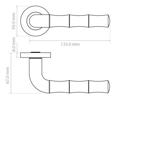 Alternative view of Vasco Lever Handle on 50mm x 8mm Round Sprung Rose Sleek Modern Internal Door Handle Design