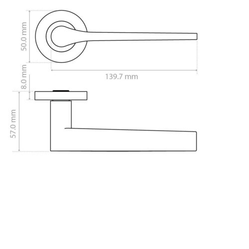 Alternative view of Gio Lever on 50mm x 8mm Round Sprung Rose Stainless Steel Modern Door Handle Fixings Included