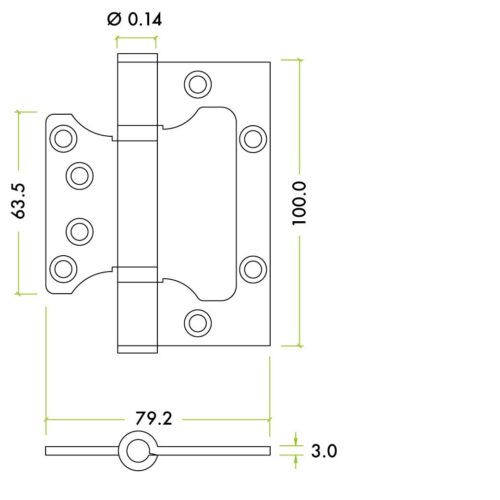 Alternative view of Grade 11 Flush Interleaf Hinge Pair 100mm x 79mm x 3mm Stainless Steel Heavy Duty Door Hardware