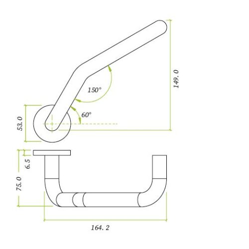Alternative view of Anti Germ Cranked Return to Door Lever on 6.5mm Rose Stainless Steel Door Handle