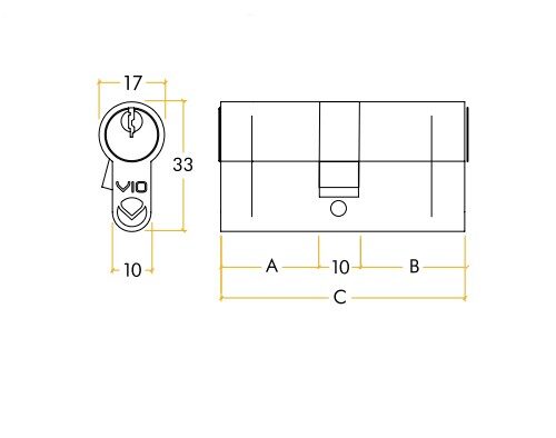 Alternative view of Euro Profile V10 Double Cylinder – Keying Service (Body Only) – Fixings Included