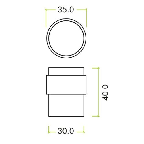 Alternative view of 35mm Diameter Door Stop – Floor Mounted Round Collared Flat Top – Fixings Included