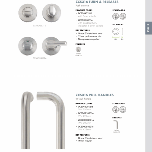Alternative view of Disabled Turn and Release with Indicator – Grade 316 – Fixings Included
