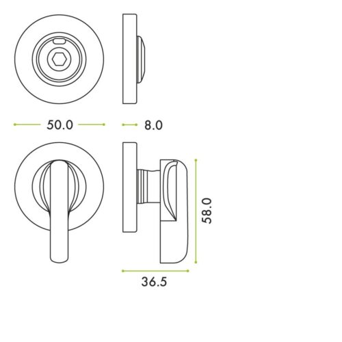 Alternative view of Disabled Turn and HEX Release with Indicator – 52mm Rose – Fixings Included