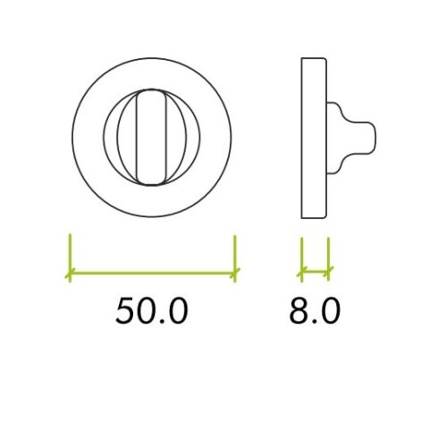 Alternative view of Door 5mm Turn & Release Lock on Round Rose – Fixings Included