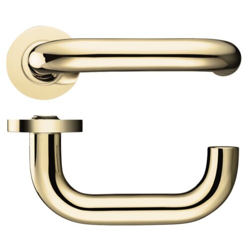 19mm Return to Door Lever on Round Rose Stainless Steel Compact Door Handle Fixings Included