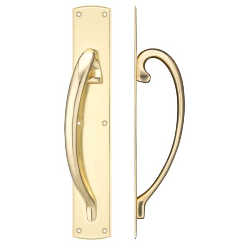 Cast Brass Pull Handle with Backplate 457mm Left Hand Decorative Door Handle