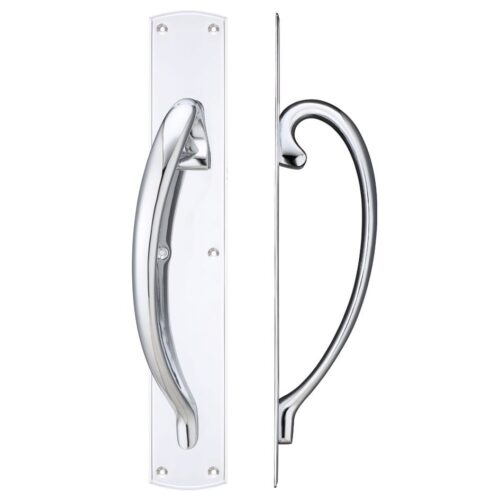 Cast Brass Pull Handle with Backplate 457mm Left Hand Decorative Door Handle