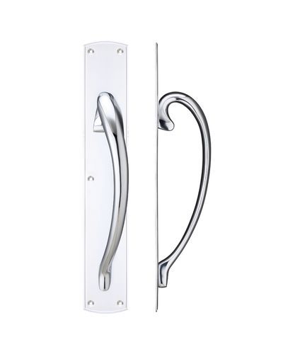Cast Brass Pull Handle with Backplate 457mm Right Hand Decorative Door Handle