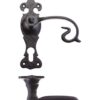 Image 1: Scroll lever on fleur de lys backplate 6 inch euro profile handle Image 2: Fleur de lys backplate handle decorative scroll lever aged brass Image 3: Euro profile lever handle traditional door plate on wooden door