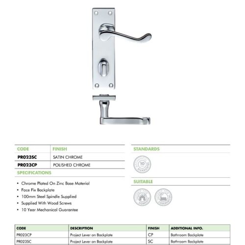 Alternative view of Project Victorian scroll lever on bathroom backplate -150mm x 40mm