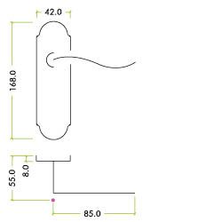 Alternative view of Project Oxford lever on bathroom backplate - 168mm x 42mm