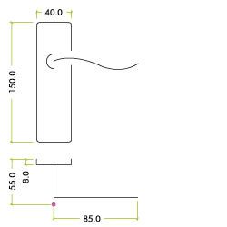 Alternative view of Project Victorian scroll lever on euro backplate -150mm x 40mm