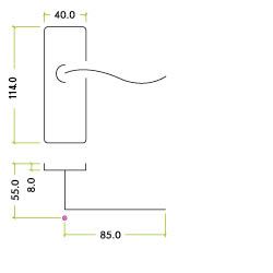 Alternative view of Project Victorian scroll lever on latch backplate - 114mm x 40mm